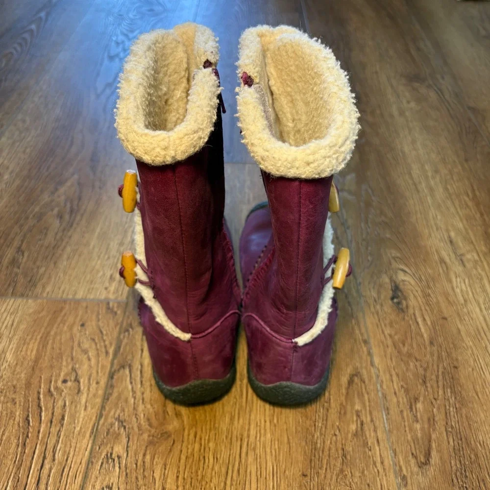 Keen Amar Purple Leather Toggle Mid-Calf Hiking Boots Womens 5‎ Sherpa Lined